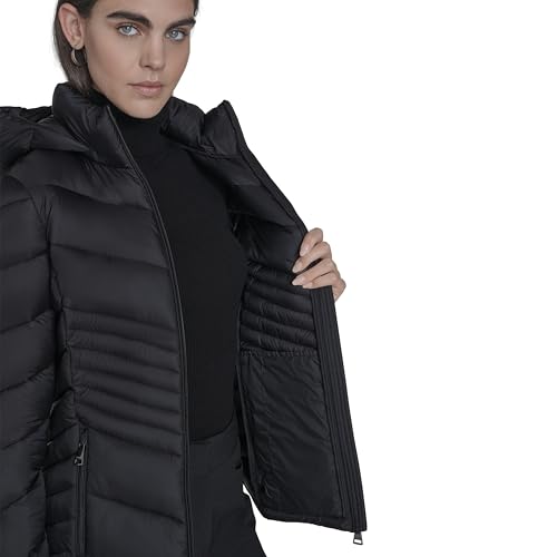 Image of Calvin Klein Women's Lightweight Quilted Hooded Puffer Coat - Stretch Winter Jacket With Pockets