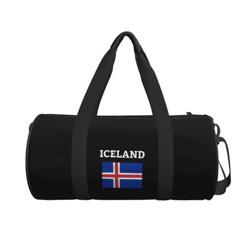 Flag of Iceland Convertible Garment Bag with Shoulder Strap, Carry on Garment Duffel Bag for Men Women - Rolling Foldable for Travel Luggage Bags (Black)2