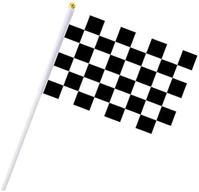 30PCS Checkered Flags 8 x 5.5 Inch Racing Polyester Flags with Plastic Sticks Black & White Racing Flag for Racing, Race Car Party,Sport Events