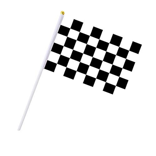 30Pcs Checkered Flags 8 X 5.5 Inch Racing Polyester Flags With Plastic Sticks Black & White Racing Flag For Racing, Race Car Party,Sport Events #TOP25