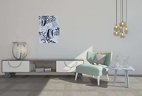 SYGALLERIER Fish Canvas Wall Art with Textured - Abstract Coastal Paintings - Modern Sea Life Pictures - Nautical Artwork for Living Room Bedroom Bathroom Decor - Image 9