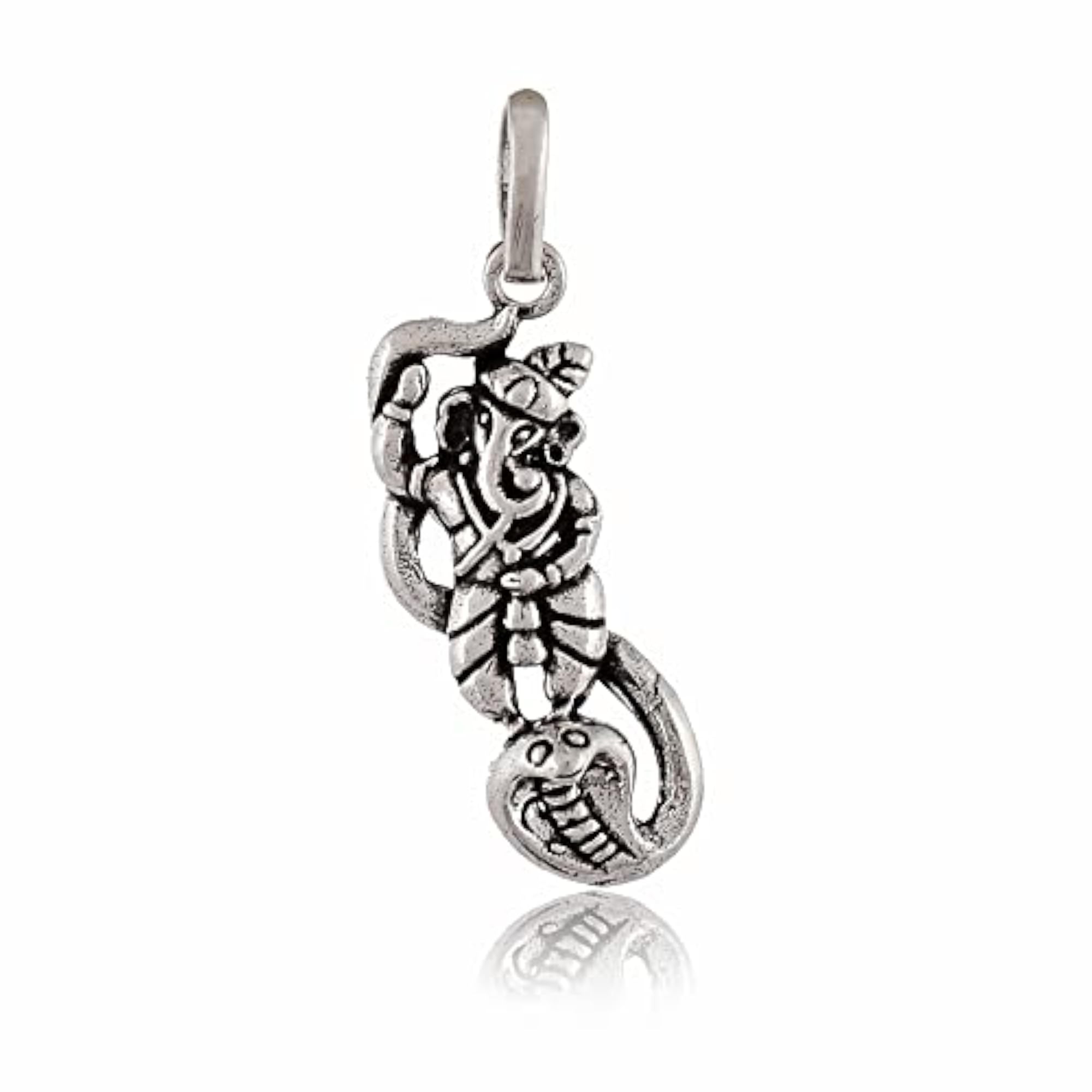 Silver Ganesha on Snake Pendant Locket, Spiritual Gift