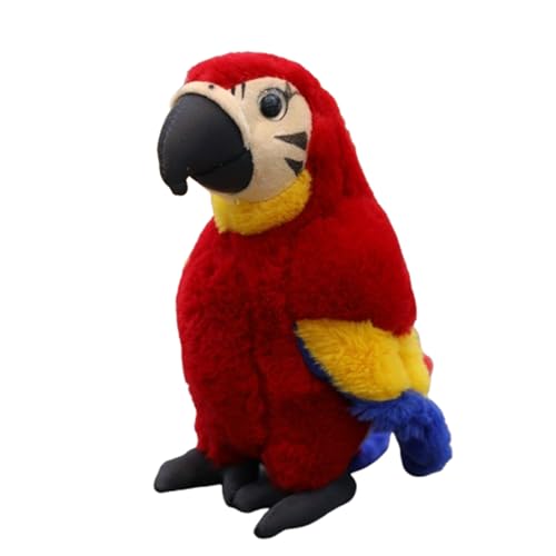 Champracer Vogel Plüschtier - Niedliche 30 cm Ara Papagei Stofftier Kuscheltier für Kinder und Erwachsene (Rot)
