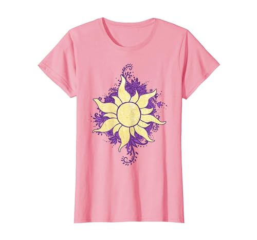 Disney Tangled Raiponce Sun Doodle T-Shirt, Femme, Rose, L