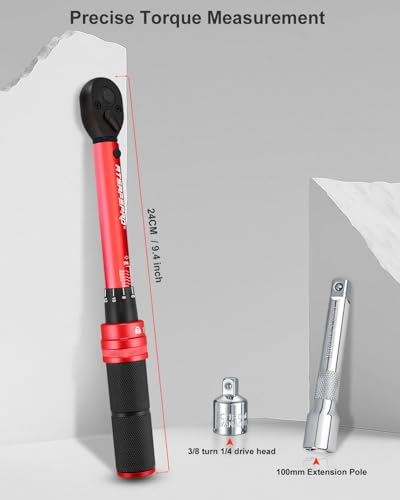 Image of ATsafepro 3 /8 torque wrench 20-240 in.lb, Inch Pound Torque Wrench Set with Extension & 3 /8 inch to 1 /4 inch Adapter - ±3% Accuracy, Dual-Direction 72-Tooth for Bike, Motorcycle, Car & Engine Maintenance