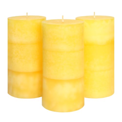 Pillar Candles Lemongrass Scent, 3 x 6 in, Yellow