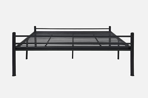 Image of Nivo Metal King Size Bed Without Storage | Wrought Iron Double Bed with Headboard & Footboard | Sturdy Powder Coated Platform Bed King Size Cot for BedroomLivingRoom Black (75x72)