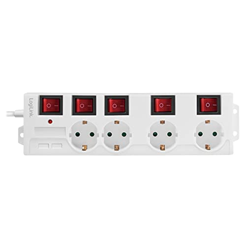 Multiprise 4 prises CEE 7/3 avec interrupteur individuel et surtension