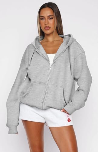 ATHMILE Womens Zip Up Hoodies Y2K Hoodies Long Sleeve Fall Oversized Sweatshirts Jacket with Pocket 2025 Winter Clothes2