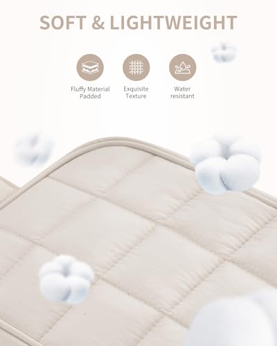 Image of Narwey Quilted Makeup Bag Puffy Make up Bag Cosmetic Bag Organizer, Puffer Travel Toiletry Bag for Traveling Women Girl, Travel Bag for Toiletries, Skincare Medicine Bags (Beige)