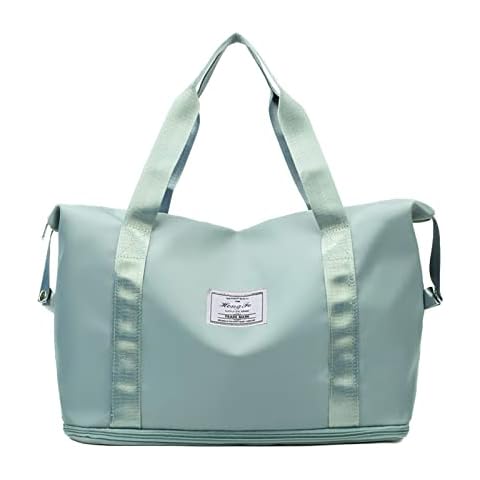 Expandable Gym Bags, Foldable Travel Duffel Bag, Large Capacity Lightweight Overnight Bags, Sports Tote Bag (green) Cover