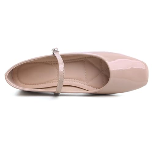 Image of LUXINYU Women's Slip on Flats,Classy Round Toe Solid Classic Mary Jane Ballet Dance Shoes Soft Comfortable PU Flat Shoes