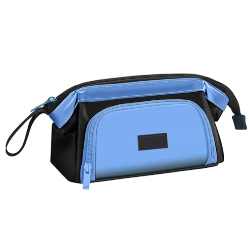 JUSKAQZYI Estuche for lápices de Gran Capacidad, Organizador de Escritorio portátil con diseño con Cremallera, for Uso en Oficina y Escuela(BLU)