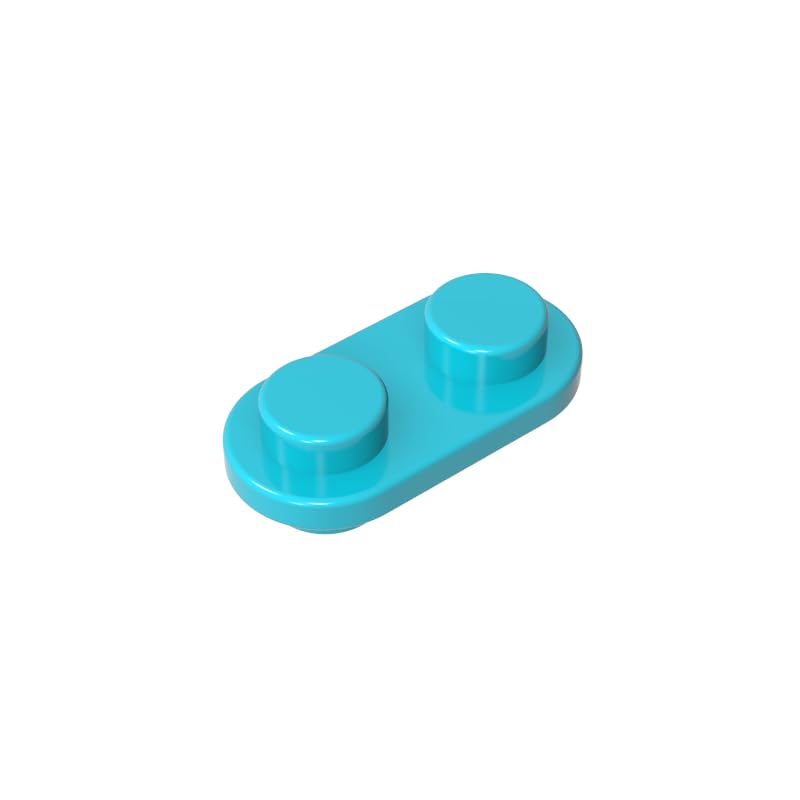 Gobricks 1x2 Rounded Double-Sided Piece 50 Pieces High-Precision MOC Building Bricks Replacement Parts Compatible with Lego Bricks GDS-90292-Medium Azure