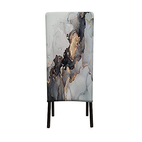Wondertify Marble Chair Covers For Dining Room Minimaliste Ink Texture Stretch Slipcovers Chair Protector Decor For Home And Banquet Black Grey Gold Yellow #TOP4