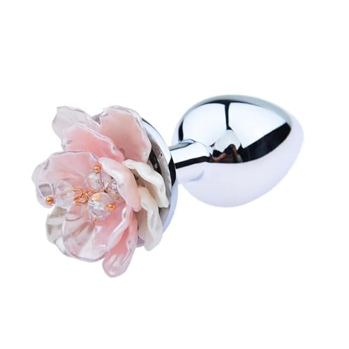 Plug anal en métal avec bijou fleur pour massage de la prostate