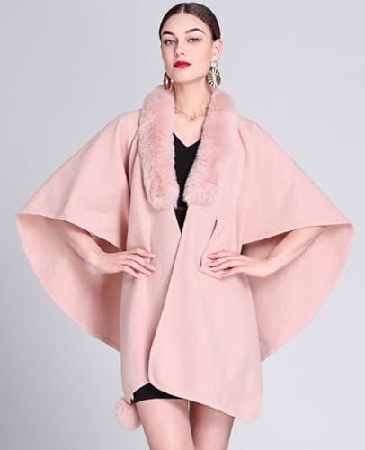 Women's Faux Fur Shawl Wrap Stole Knit Cardigan Cape Shawl Bridal Open Front Poncho Cloak Large Scarf Blanket Coat2