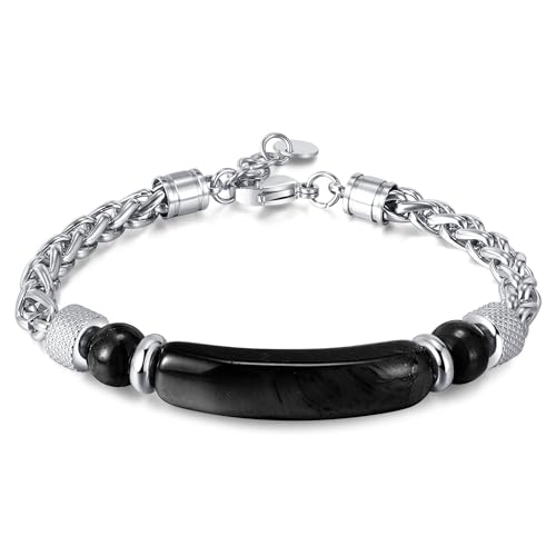 Bracelet for Men Stainless Steel Bracelet Hypoallergenic Sliver Link Bracelets Fade-Resistant, Adjustable Link Chain Design, Gift for Men