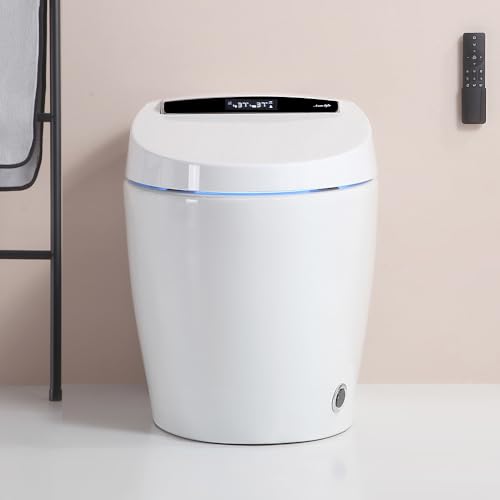 Inodoro Inteligente Sin Tanque con Asiento Bidé, Asiento Calefactable con Secador y Agua Tibia, Sensor de Pie y Luz Nocturna, Descarga Automática y Tapa Abatible, Espacio de Instalación 12", Blanco miniatura 2