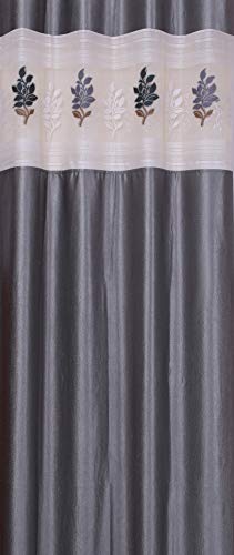 Image of LaVichitra Polyester Long Door Curtain with Floral Net (8ft, Grey) -1 Piece