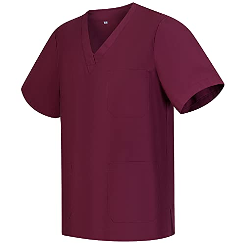 MISEMIYA - Medizinische Uniformen Unisex Top Krankenschwester Krankenhaus Berufskleidung BZ-6801 - Large, Granat 68 – Bild 2