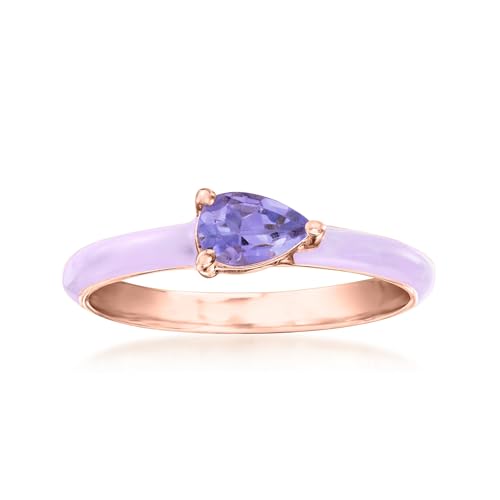 Ross-Simons 0.40 Carat Tanzanite Ring With Pastel Purple Enamel in 18kt Rose Gold Over Sterling. Size 7