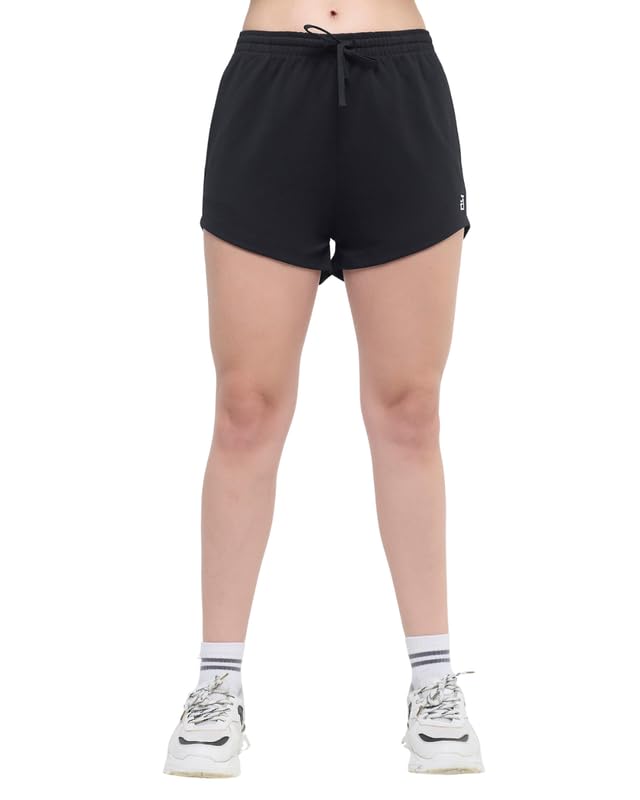 hunnit Mid Rise Cotton Shorts for Women with Pockets | Relaxed Fit Solid Cotton Women Shorts with Adjustable Drawstring | Soft Breathable Summer Boxer Short for Casual Outdoor-picture-51