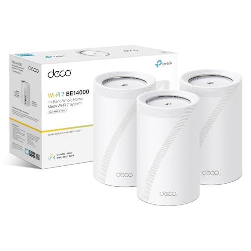 TP-Link Deco BE68(3-pack) BE14000 Tri Band Mesh 7 Router,AI Roaming Router,Mesh System,MLO,Gigabit Ports,Extender Booster,VPN Encryption Booster,APP Control,Google Home,Alexa