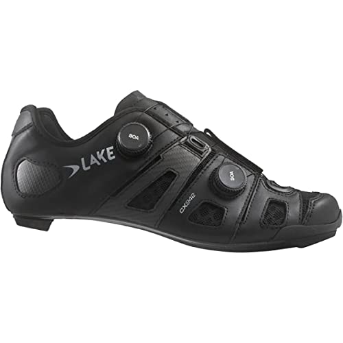 Lake Cx242 - Zapatillas de ciclismo anchas para hombre, Negro/Plata, 43 EU