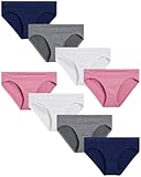 Rene Rofe Girls' Underwear - Seamless Bikini Panties (8 Pack), Size X-Large, Purple/Pink/White/Grey