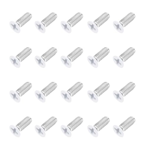 Image of sourcing map M4 x 10mm Flat Countersunk Head Machine Screws 304 Stainless Steel Full Thread Phillips Drive Cross Screw for Furniture Connection Electrical Appliances (White, Pack of 20)