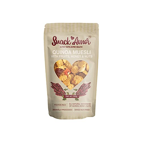 SnackAmor Tasty, Quinoa Muesli Healthy and Crunchy Breakfast with Natural Ingredients Honey, Fruits and Nuts, 100% Vegetarian Product (150 G Each) (Pack of 1) (B09KLJB8PB) Amazon Price History, Amazon Price Tracker