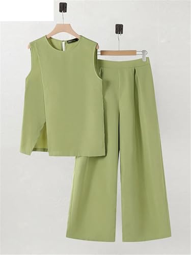 Ensemble débardeur raffiné et pantalon fluide beige chic Alloaone