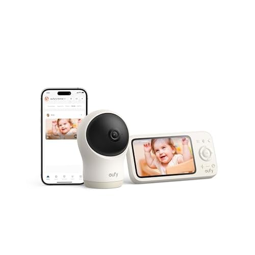 eufy Security C10: 2K Monitor, 4.5" LCD 480p, Zoom x4, Pan/Tilt, Night. Hybrid without Wi-Fi, 12h Batt. Detects Motorcycle, Crying, Noise, 2-Way Audio Temp, VOX