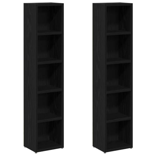 vidaXL Armoires à CD 2 pcs chêne Noir 21x16x93,5 cm Bois d'ingénierie, unité de Rangement CD, Armoire de Rangement CD, Placard à CD, Armoire à étagère
