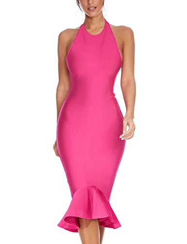 houstil women's v neck halter fishtail bandage bodycon dress party Dresses | Houstil Womens V Neck Halter Fishtail Bandage Bodycon Dress Party In Medium