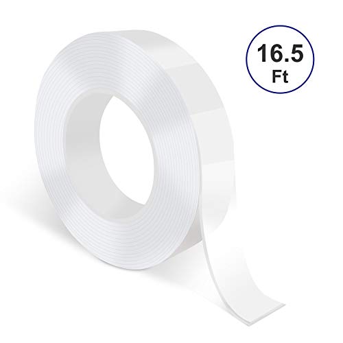 Preisvergleich Produktbild Deyard Nano Transparentes Klebeband 5M / 16.5Ft Mehrzweck-Mehrzweck-Wechselstreifen, waschbar, seitliche Klebestreifen, stark viskos, nahtloses Silikonklebeband für Büro und Haushalt