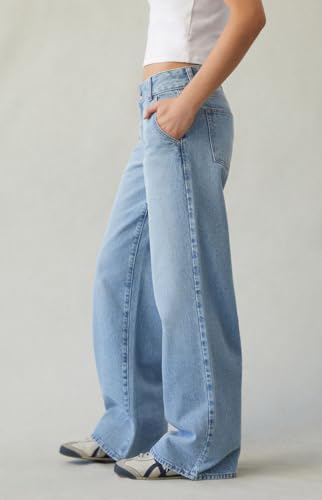 PacSun Women's Casey Low Rise Baggy Jeans Double Button Light Blue2