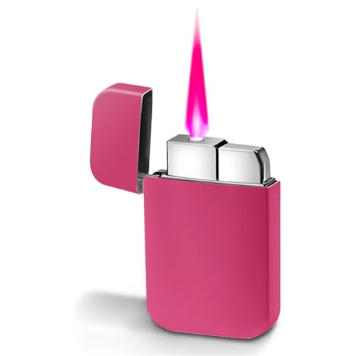 JCFHQGHR Briquet Coupe-Vent en métal à Flamme Rose, Briquet féminin, adapté au Barbecue, aux Bougies, aux Cadeaux féminins(A)
