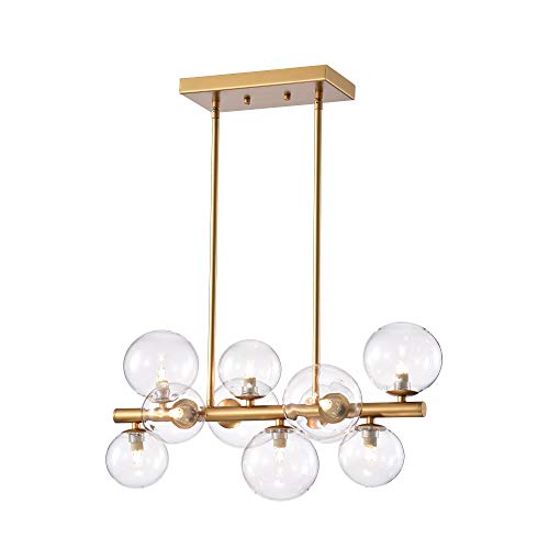 Warehouse of Tiffany HM094/10 Darden Gold 10-Light Clear Glass Shade Linear Chandelier