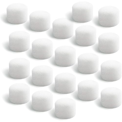Air Filter Sponge, Compressor Replacement System, Round White Breathable Foam Filters Compatible with Cool Mist Inhaler & Vaporizer Device, Universal Size (0.59In Dia 20 Pcs)