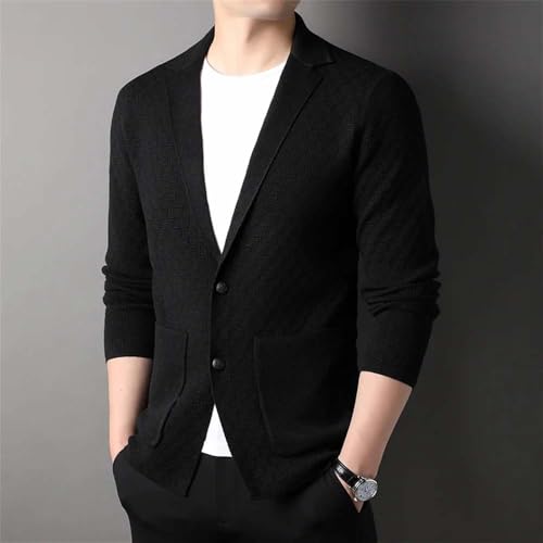 Men Classic Button Front Textured Knit Blazer Cardigan Sweater Casual Soft Long Sleeve Knitwear4