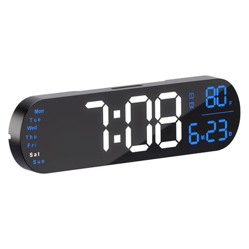 Image of 15-Inch Digital Wall Clock with Large LED Display - Remote Control, Auto-Dimming, Night Light, Date, Day, Temperature, DST Function - Ideal for Living Room, Bedroom (Digital Wall Clock 13.7 Inch)