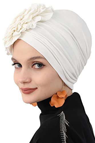 Aisha's Design Instant Turban Head Wraps For Women Pretied Hijab Scarves, Rose Detail