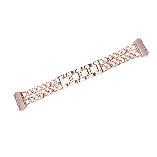 Mikikit Bands Strap Double Row Chain Watchband Steel Belt Solid