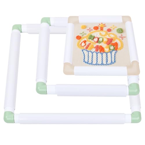 Image of Square Embroidery Cross Stitch Frame Hoops, 8'' + 11'' + 17'' Cross Stitch Scroll Frames, Rectangular Embroidery Snap Frames DIY Sewing Tool for Quilting, Needlepoint, Silk-Painting (Green)