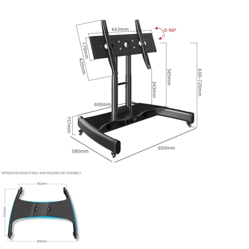 Soporte móvil para TV con ruedas ajustable en altura miniatura 2