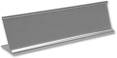 Quality Satin Aluminum Desk Name Plate Holder, 10 x 2 in, Desktop image 3