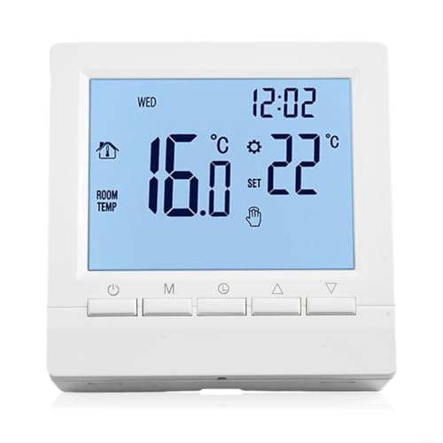 TONIXY LCD Digital Room Thermostat, Battery Powered Non-Programmable Temperature Control for Gas Boiler and Underfloor Heating, Adjustable 5-90°C with Child Safety Lock and Antifreeze Protection