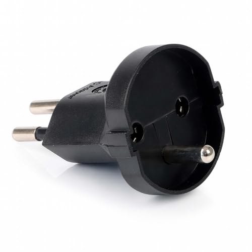 Wiltec Adaptador Schuko/CH 250 V/ 16 A Negro hasta 4000 W de Potencia Adaptador de Caja de Enchufe Suiza para Cajas de Enchufe suizas